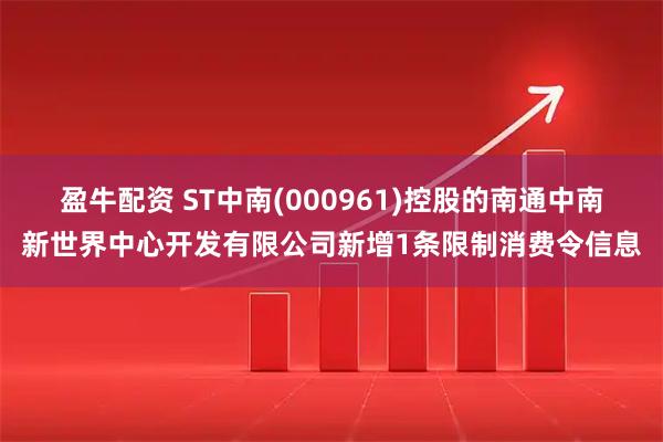 盈牛配资 ST中南(000961)控股的南通中南新世界中心开发有限公司新增1条限制消费令信息