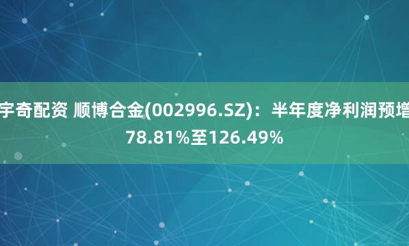 宇奇配资 顺博合金(002996.SZ)：半年度净利润预增78.81%至126.49%