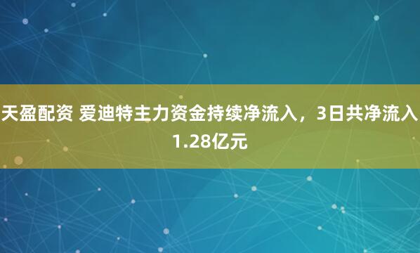 天盈配资 爱迪特主力资金持续净流入，3日共净流入1.28亿元